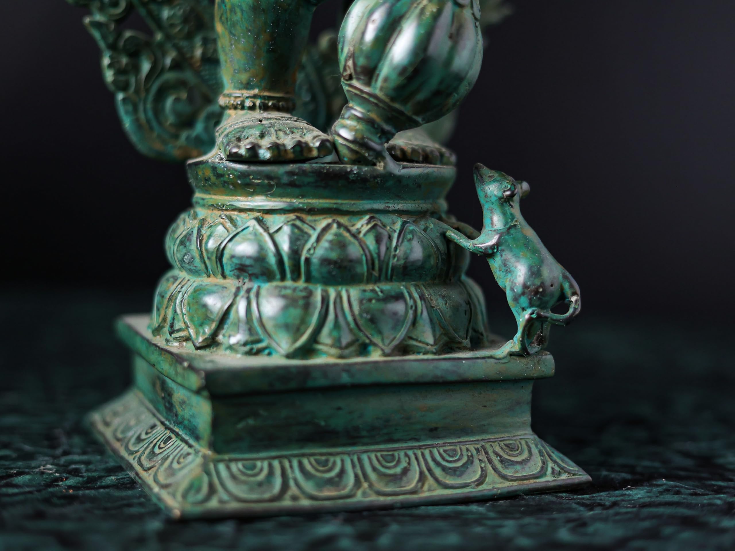 Mridaya Bronze Dancing Ganesha Statue, 45 Cm Ganesh Antique Statue Green Finish Ganesh Statue, Ganpati Idol, Good Luck Gift For